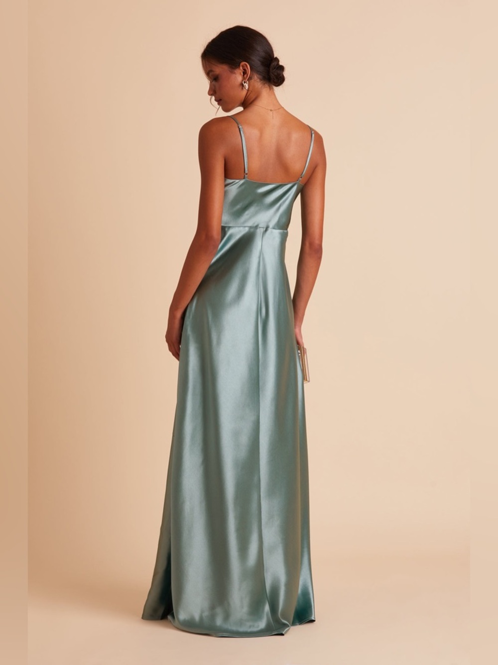 BIRDY GREY Lisa Dress In Shiny Satin Sea Glass - Picture 2 of 9